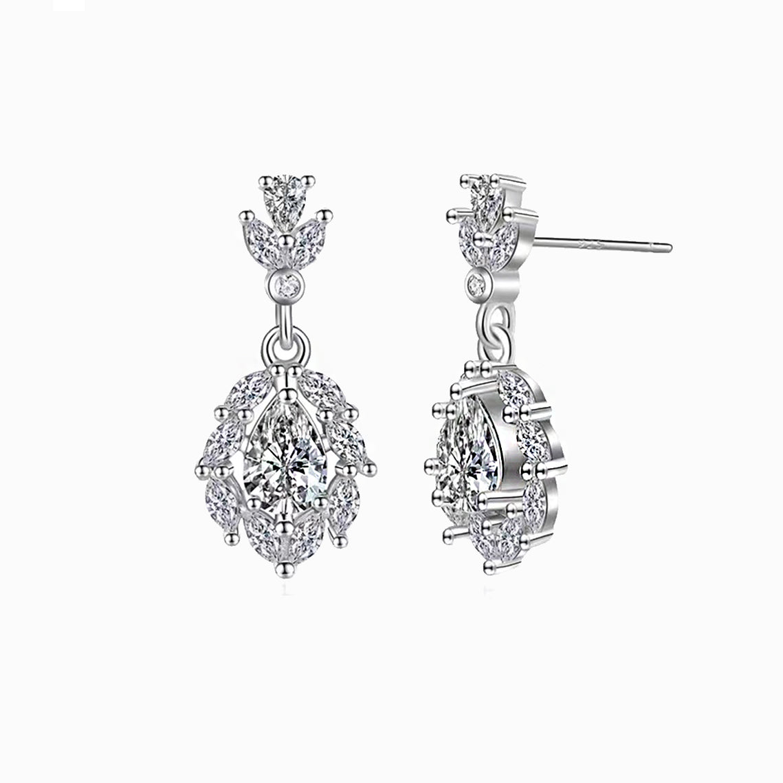 The Babylon | Fractal Pear Drop Diamond Earrings