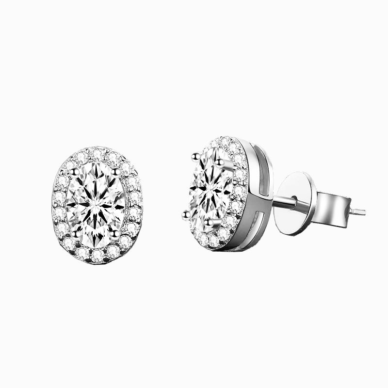 The Celeste | Halo Oval Diamond Stud Earrings