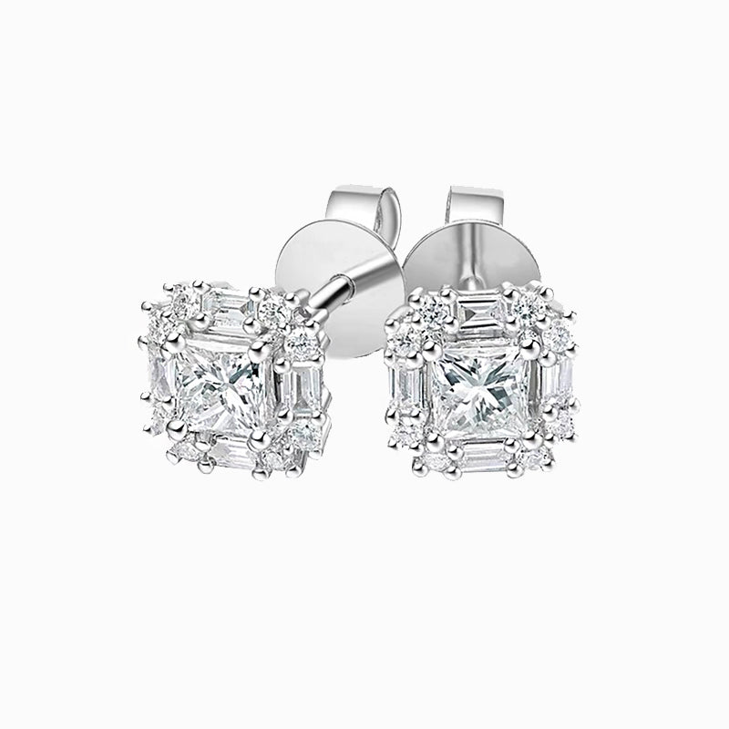 The Evermore | Fractal Princess Diamond Stud Earrings