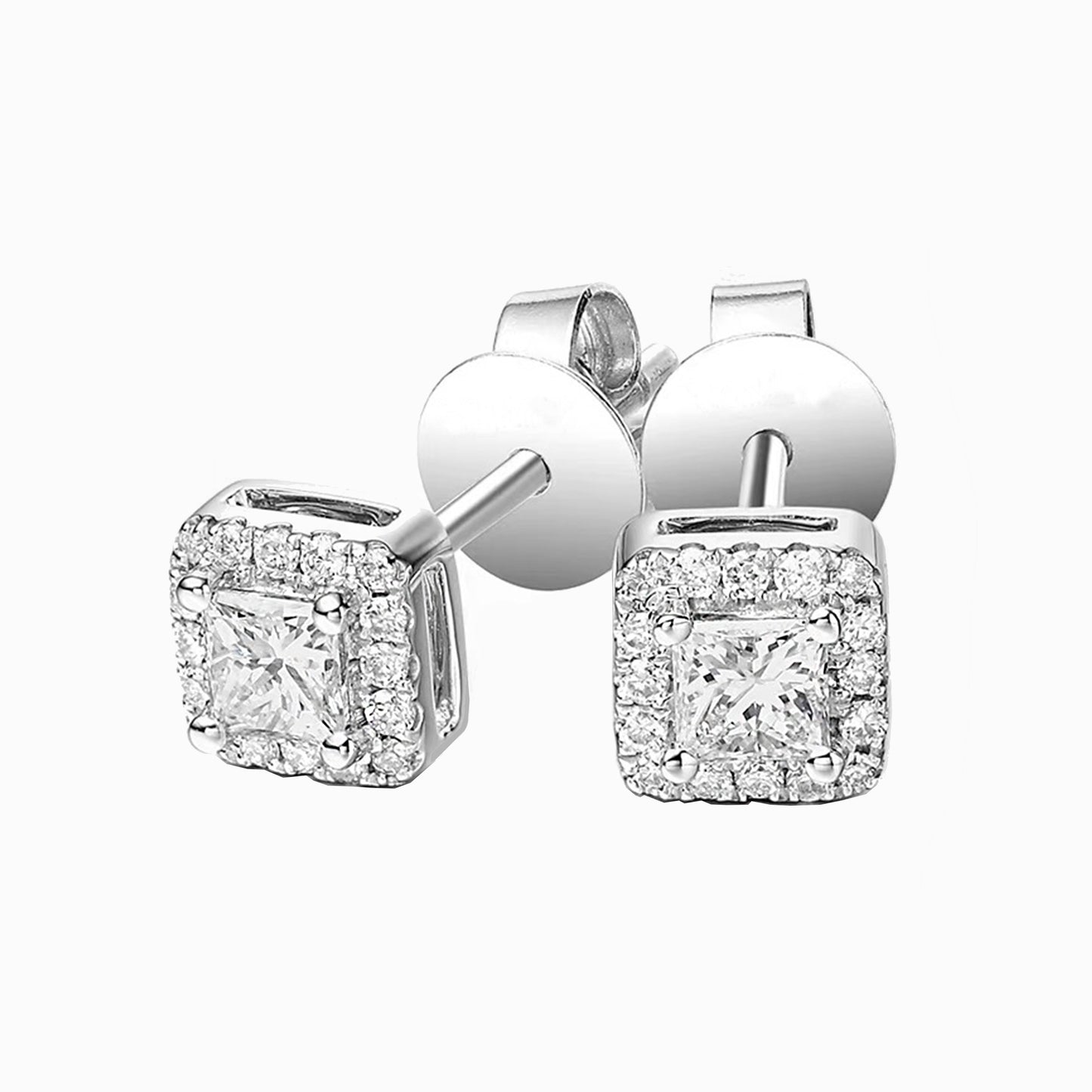 The Sophie | Halo Princess Diamond Stud Earrings
