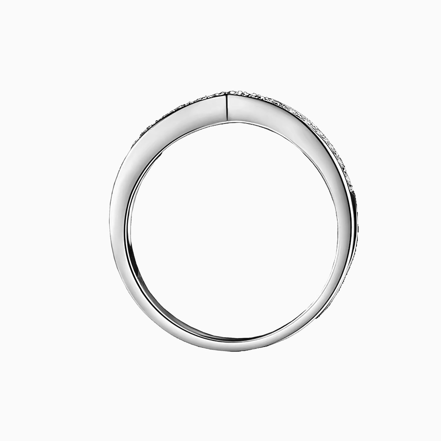 a white gold wedding band with diamonds