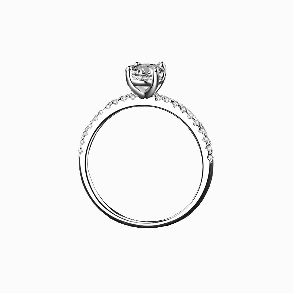 a white gold ring with a diamond set in the center