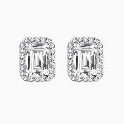 The Aurora | Halo Emerald Diamond Stud Earrings