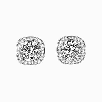 The Winona | Halo Cushion Diamond Stud Earrings