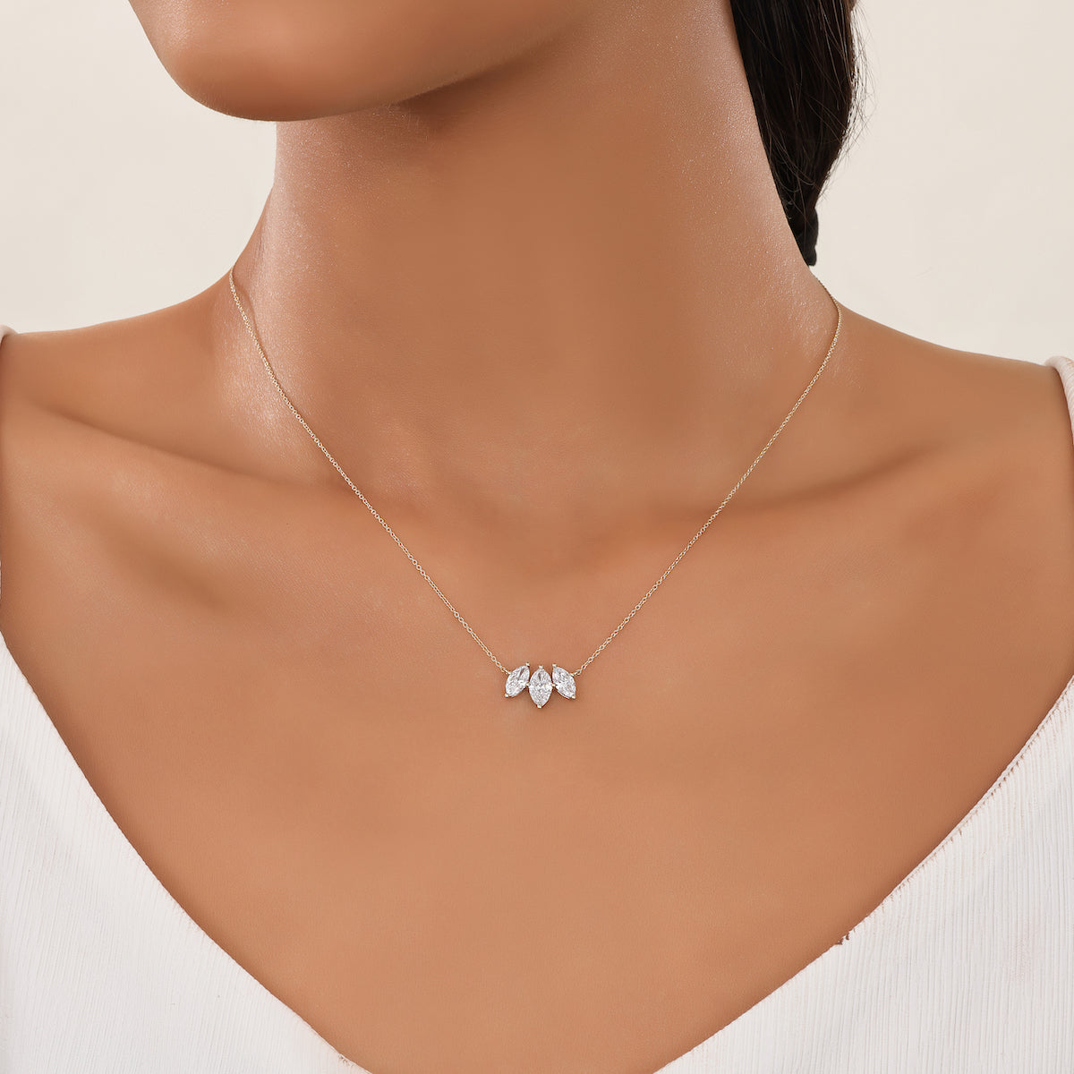 The Delphi III | Three-Stone Marquise Diamond Necklace