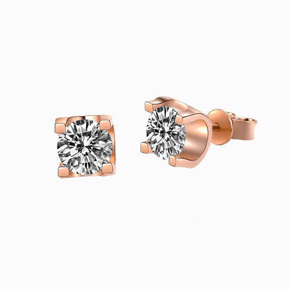 The Catalina | Channel Round Diamond Stud Earrings