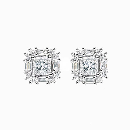 The Evermore | Fractal Princess Diamond Stud Earrings