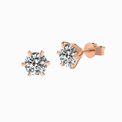 The Starlight | Six-Prong Round Diamond Stud Earrings