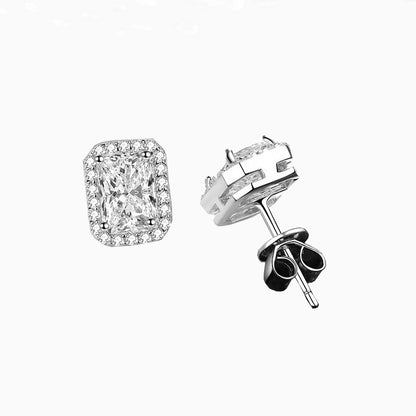 The Aurora | Halo Emerald Diamond Stud Earrings