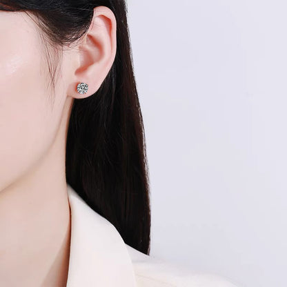 The Darlene | Four-Prong Round Diamond Stud Earrings