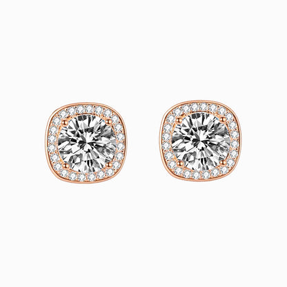 The Winona | Halo Cushion Diamond Stud Earrings