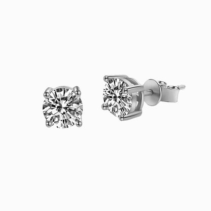 The Darlene | Four-Prong Round Diamond Stud Earrings