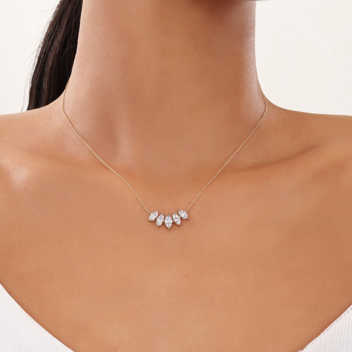 The Delphi V | Five-Stone Marquise Diamond Necklace