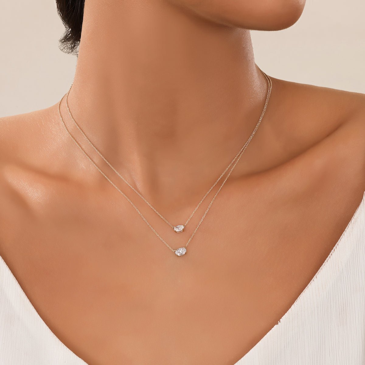 The Clara | Horizontal Oval Diamond Necklace
