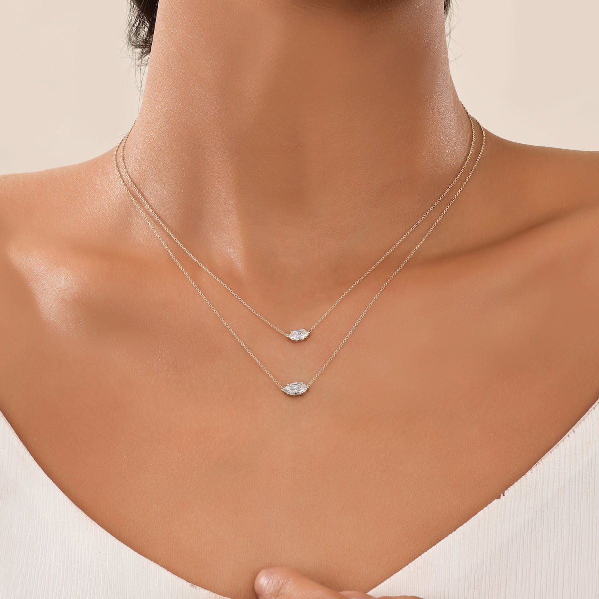 The Aperture | Horizontal Marquise Diamond Necklace