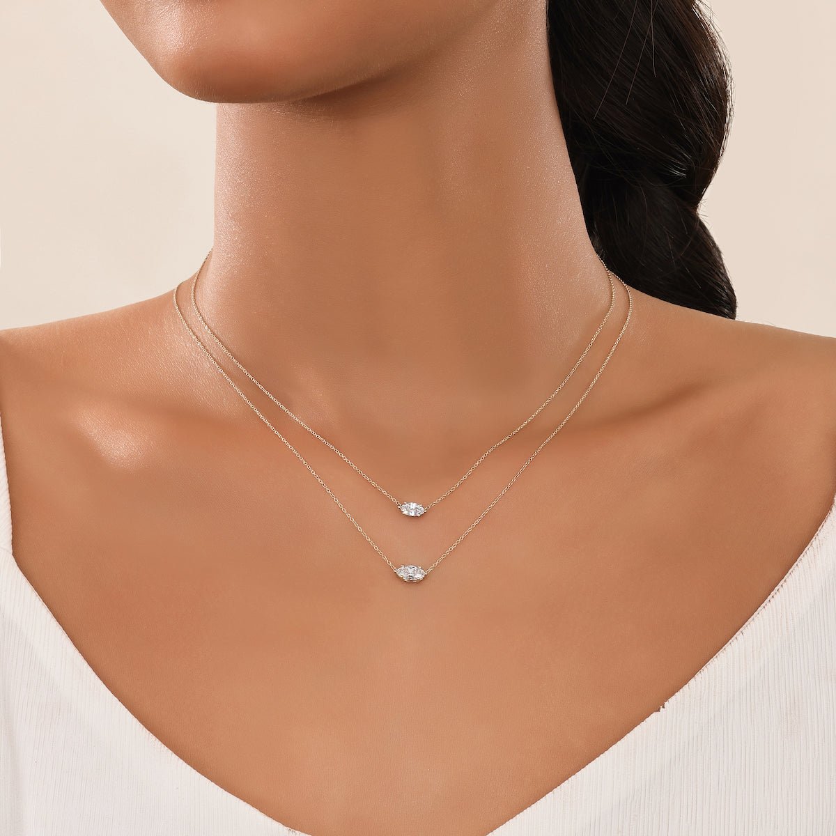 The Aperture | Horizontal Marquise Diamond Necklace
