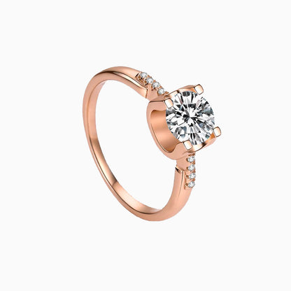 a rose engagement ring with a diamond