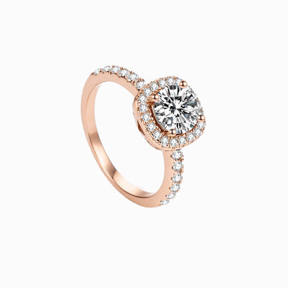 a rose ring with a diamond center