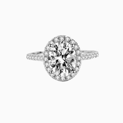 a diamond ring with a halo setting on top of it