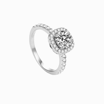 a white ring with a diamond center